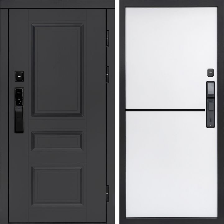 Входная дверь Termo-door ОРЕГОН ГРАФИТ с электронным замком Нео White