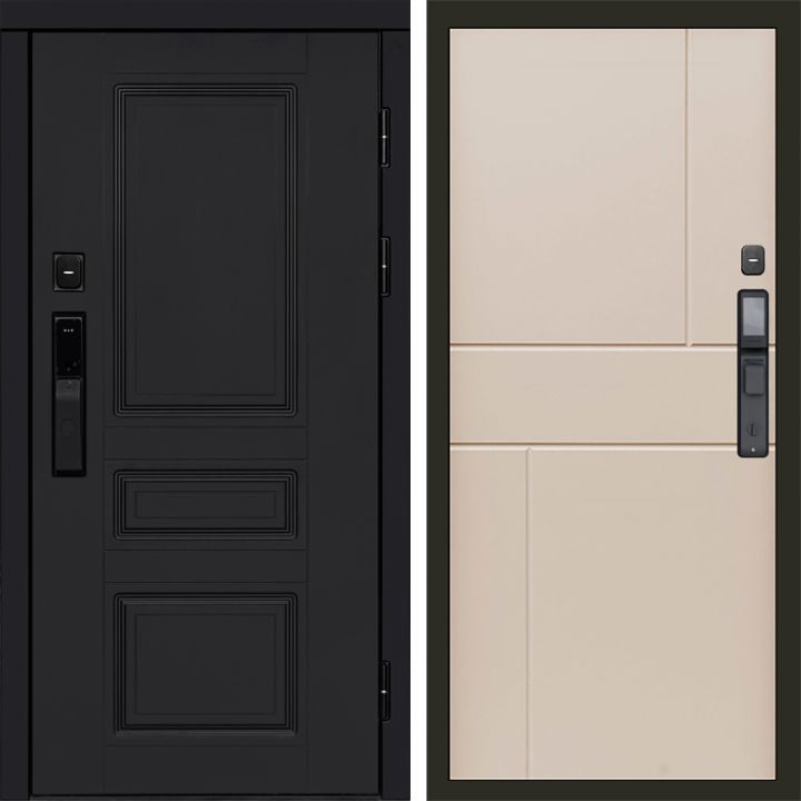 Входная дверь Termo-door ОРЕГОН BLACK с электронным замком Горизонт Слоновая Кость