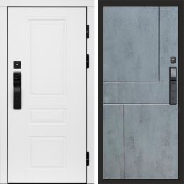Входная дверь Termo-door ОРЕГОН WHITE с электронным замком Горизонт бетон темный