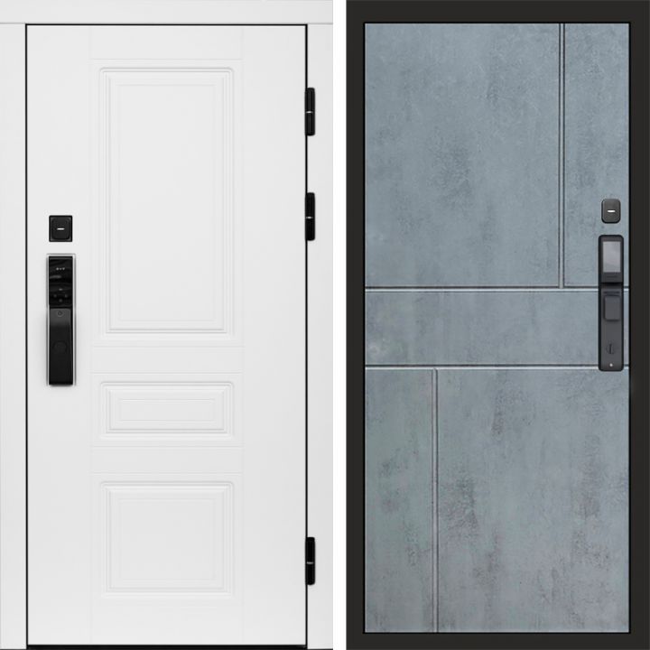 Входная дверь Termo-door ОРЕГОН WHITE с электронным замком Горизонт бетон темный