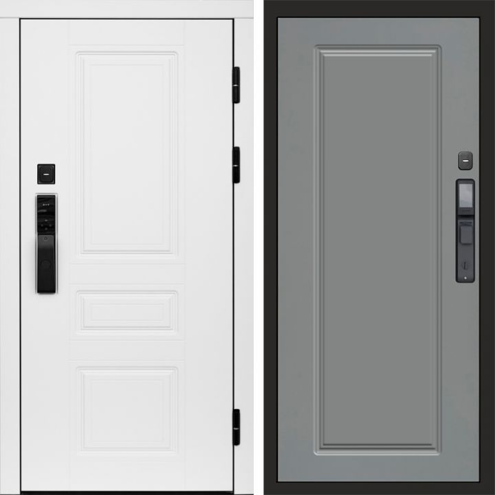 Входная дверь Termo-door ОРЕГОН WHITE с электронным замком Гранд Грей Софт