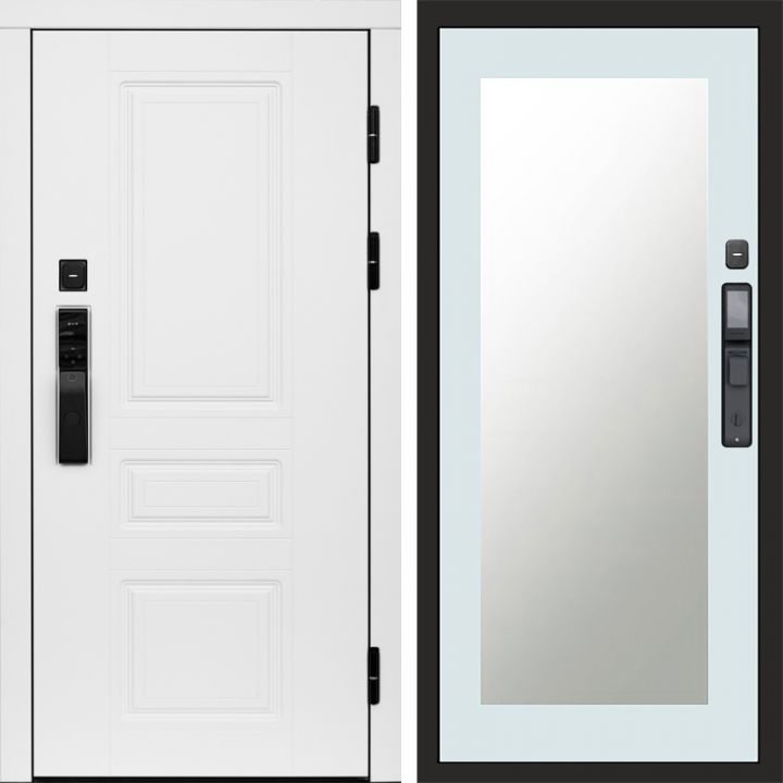 Входная дверь Termo-door ОРЕГОН WHITE с электронным замком Зеркало Триумф Белый Софт