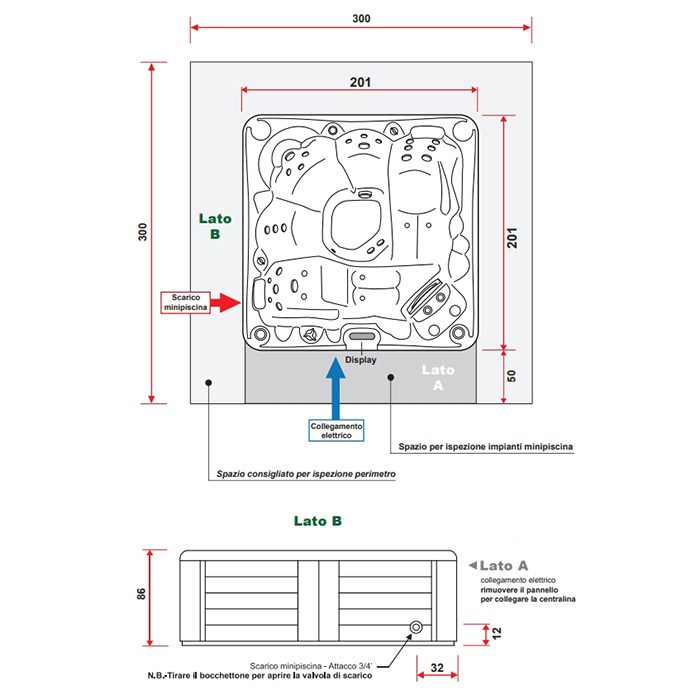 Спа бассейн Gruppo Treesse Paros 201х201 ФОТО