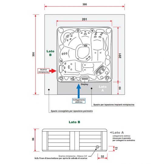 Спа бассейн Gruppo Treesse Paros 201х201 схема 4