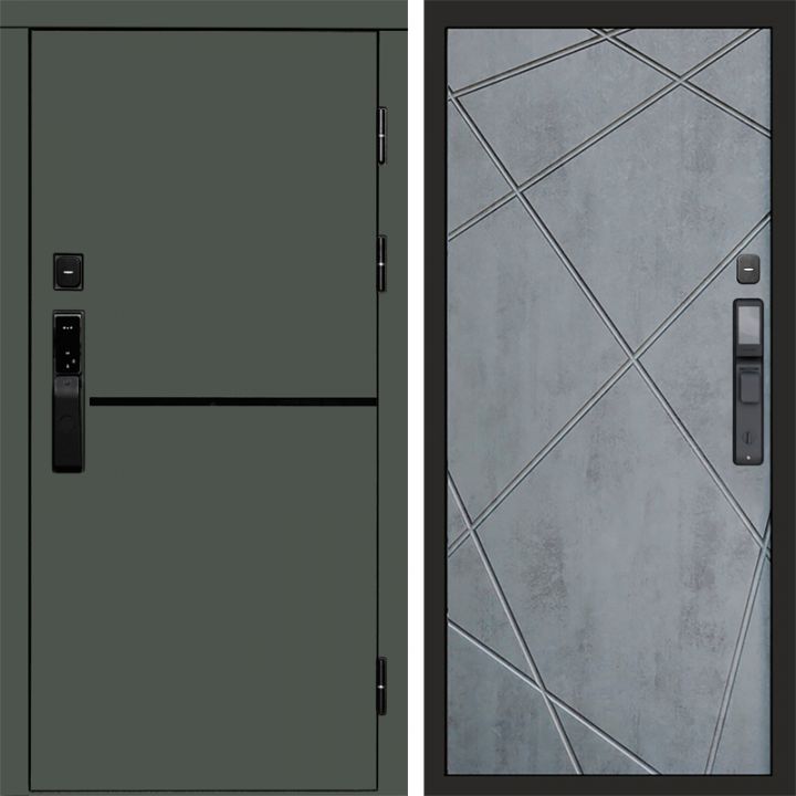 Входная дверь Termo-door ТРЕНД GREEN с электронным замком Лучи бетон темный