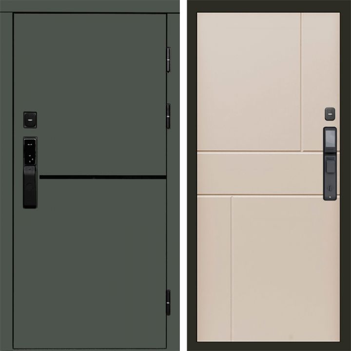 Входная дверь Termo-door ТРЕНД GREEN с электронным замком Горизонт Слоновая Кость
