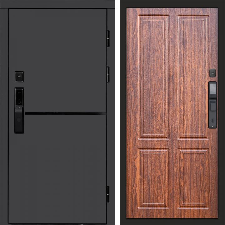 Входная дверь Termo-door ТРЕНД ГРАФИТ с электронным замком Орех стандарт