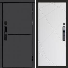 Входная дверь Termo-door ТРЕНД ГРАФИТ с электронным замком Лучи белый