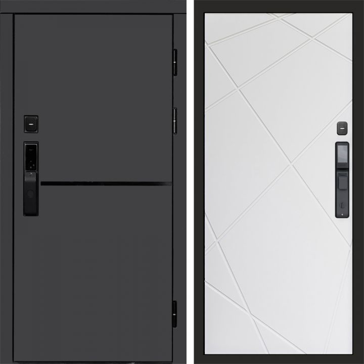 Входная дверь Termo-door ТРЕНД ГРАФИТ с электронным замком Лучи белый