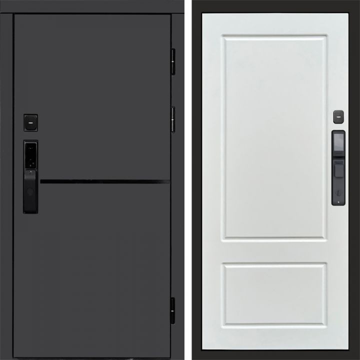 Входная дверь Termo-door ТРЕНД ГРАФИТ с электронным замком Марсель Белый Софт