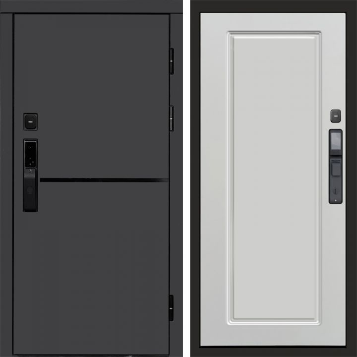 Входная дверь Termo-door ТРЕНД ГРАФИТ с электронным замком Гранд Белый Софт