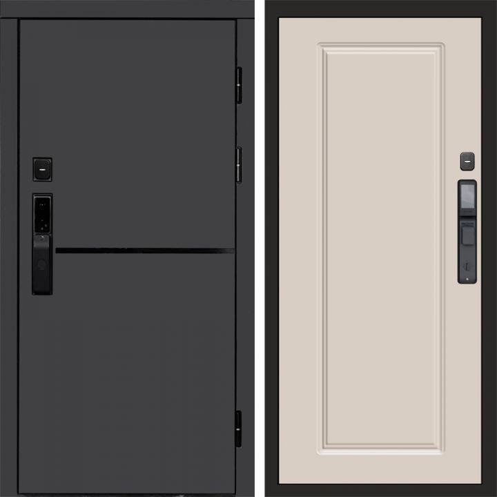 Входная дверь Termo-door ТРЕНД ГРАФИТ с электронным замком Гранд Слоновая Кость