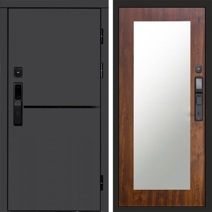 Входная дверь Termo-door ТРЕНД ГРАФИТ с электронным замком Зеркало Триумф дуб