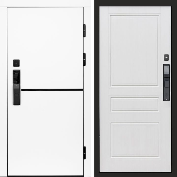 Входная дверь Termo-door ТРЕНД WHITE с электронным замком Классика Белое дерево