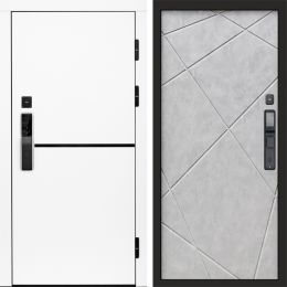 Входная дверь Termo-door ТРЕНД WHITE с электронным замком Лучи бетон светлый