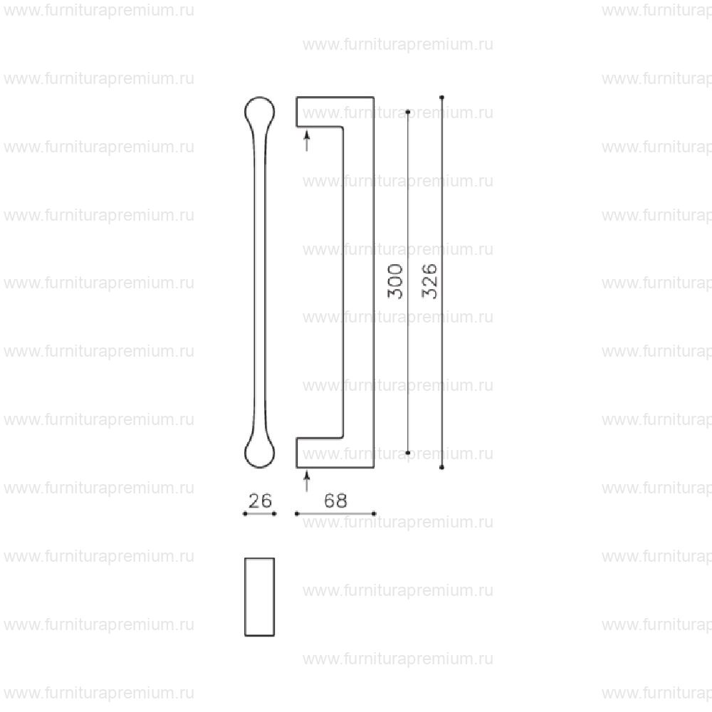 Дверная ручка - скоба Olivari Lama L107. Длина 326 мм
