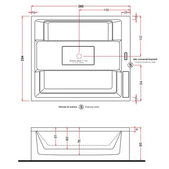 Спа бассейн Gruppo Treesse Maya 260х205 V232 схема 2