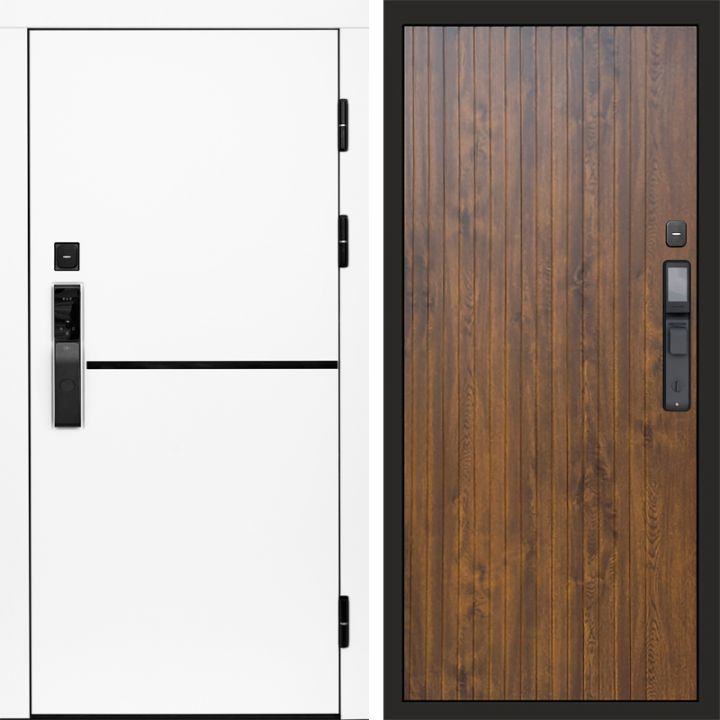 Входная дверь Termo-door ТРЕНД WHITE с электронным замком FLAT Дуб