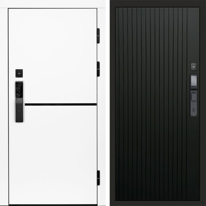 Входная дверь Termo-door ТРЕНД WHITE с электронным замком FLAT Черный Кварц