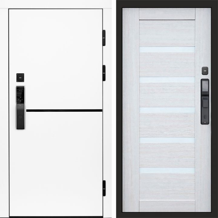 Входная дверь Termo-door ТРЕНД WHITE с электронным замком Царга лиственница