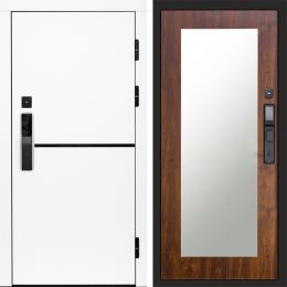 Входная дверь Termo-door ТРЕНД WHITE с электронным замком Зеркало Триумф дуб