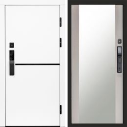 Входная дверь Termo-door ТРЕНД WHITE с электронным замком Зеркало лиственница