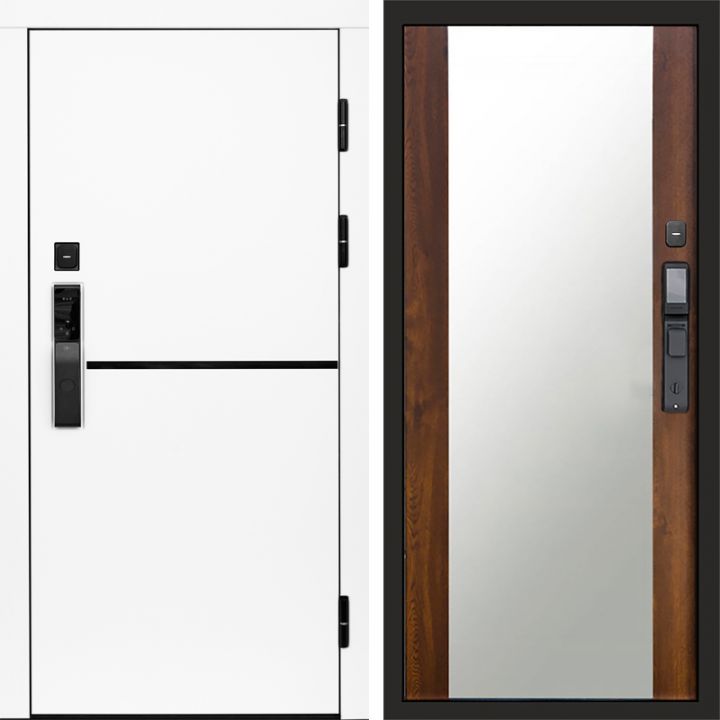 Входная дверь Termo-door ТРЕНД WHITE с электронным замком Зеркало дуб