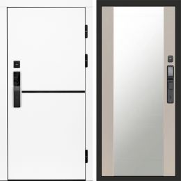 Входная дверь Termo-door ТРЕНД WHITE с электронным замком Зеркало Слоновая Кость