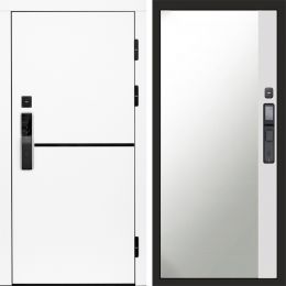 Входная дверь Termo-door ТРЕНД WHITE с электронным замком Широкое Зеркало Фацет Белый Софт