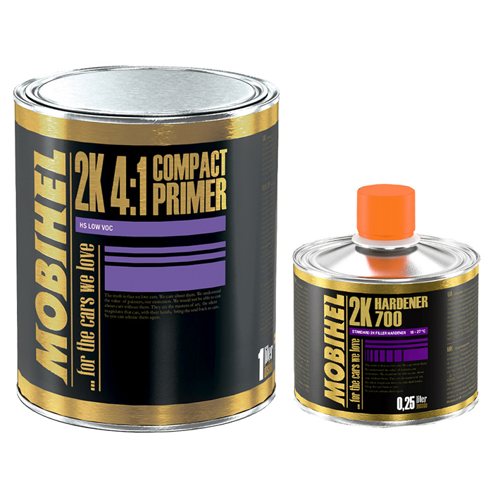 Mobihel Комплект 2K HS 4:1 компактпраймер белый LOW VOC + 2К отвердитель 700, объем 1л.+250мл.
