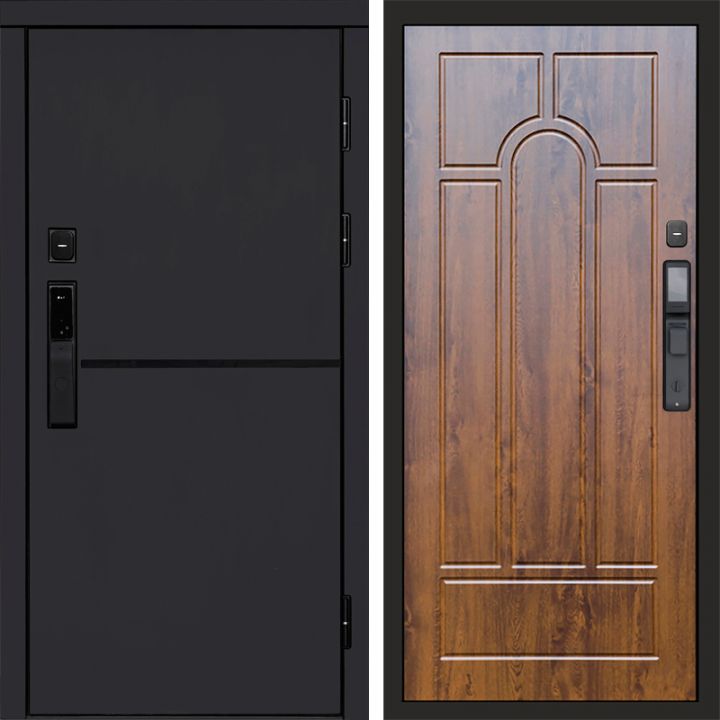 Входная дверь Termo-door ТРЕНД BLACK с электронным замком Арка дуб