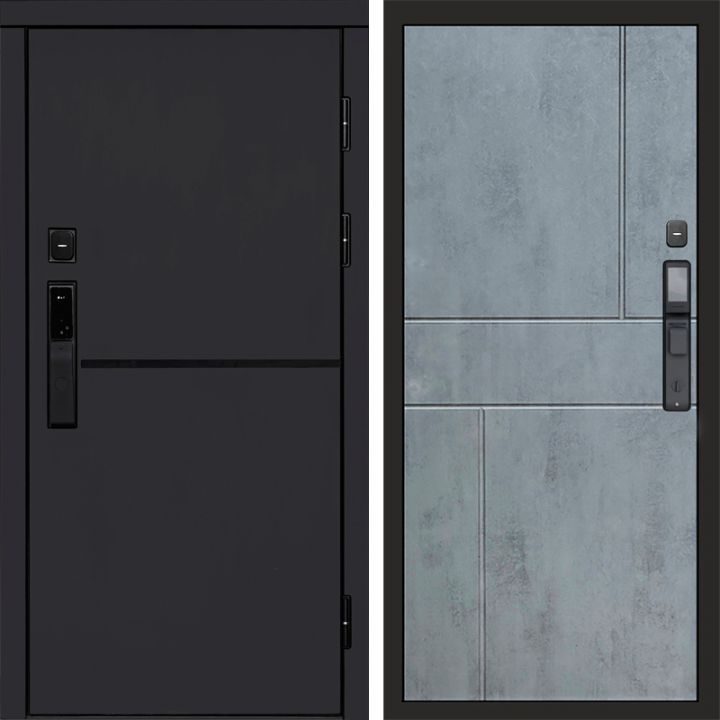 Входная дверь Termo-door ТРЕНД BLACK с электронным замком Горизонт бетон темный