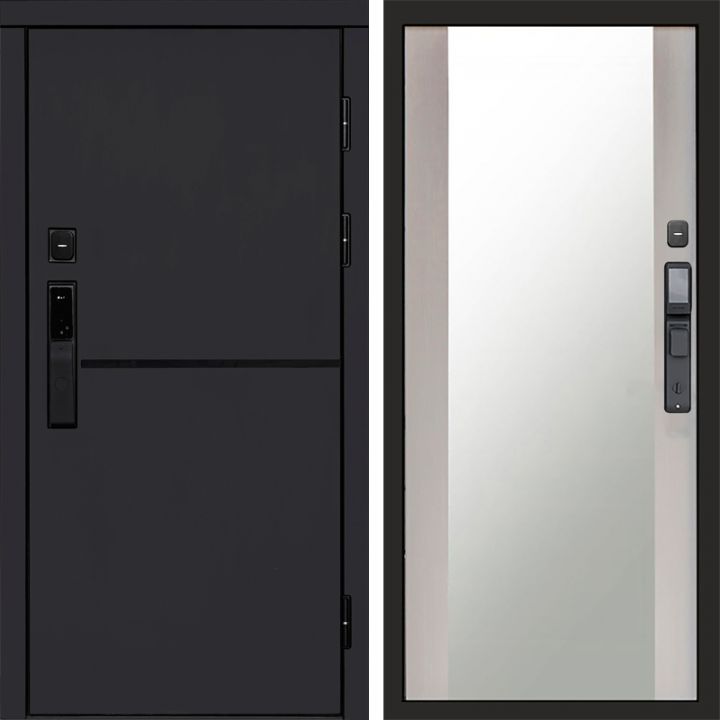 Входная дверь Termo-door ТРЕНД BLACK с электронным замком Зеркало лиственница