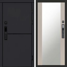 Входная дверь Termo-door ТРЕНД BLACK с электронным замком Зеркало Слоновая Кость