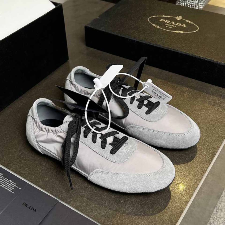 Кроссовки PRADA Collapse Re-Nylon and suede sneakers Premium
