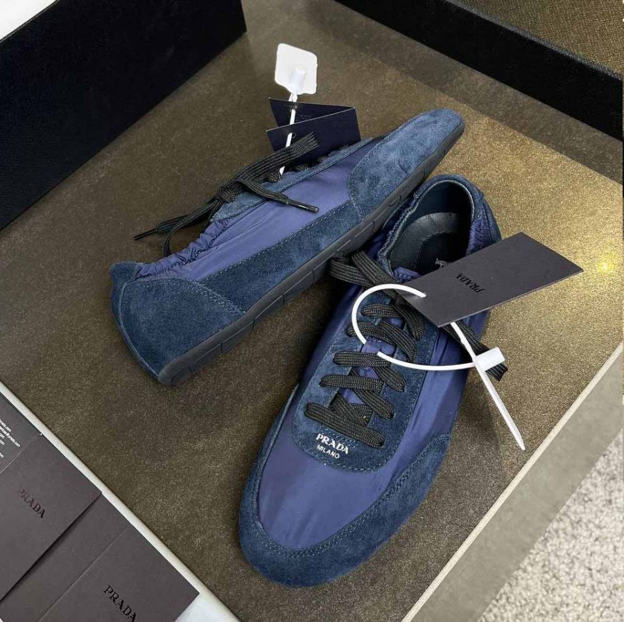 Кроссовки PRADA Collapse Re-Nylon and suede sneakers Premium
