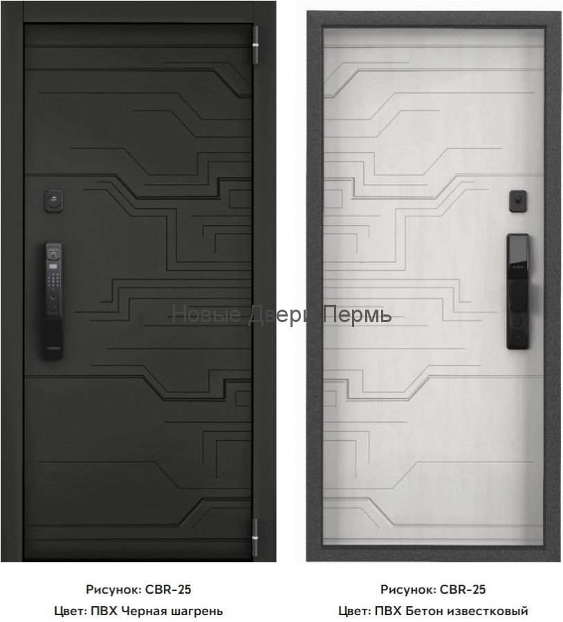 Входная дверь Cyber Pro PP ПВХ Черная шагрень CBR-25/ПВХ Бетон известковый CBR-25 черный