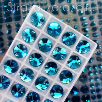 DeLuxe Пришивные Стразы Aquamarine Риволи 14 мм