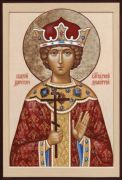 Икона Дмитрий Угличский с крестом поясная (рукописная)