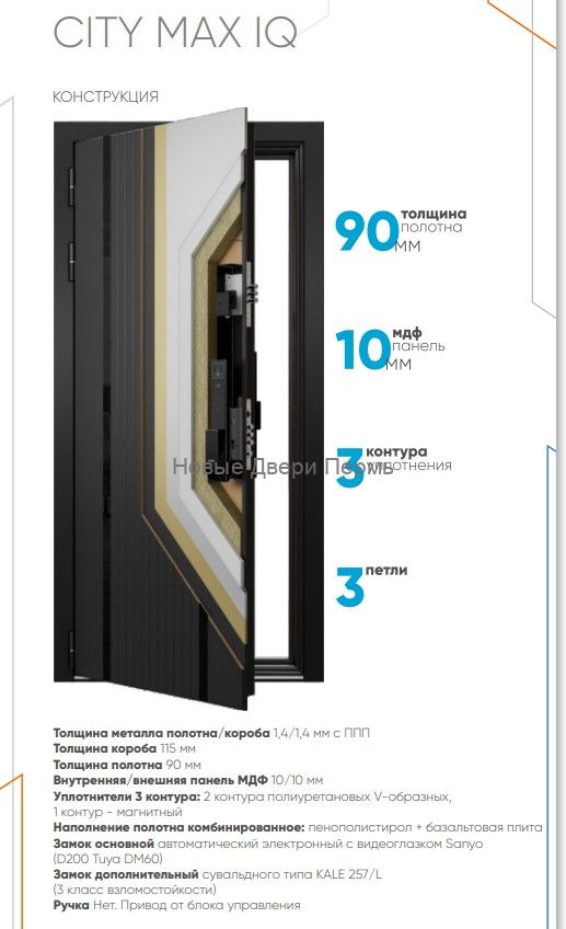 Входная дверь Mastino CITY MAX IQ  МР антрацит букле D-22/МДФ с ПВХ пленкой  с электронным замком