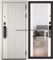 Дверь входная City Max IQ PP 161 CSmart/164 CSmart (чёрная фурнитура) Эмаль белоснежная/Эмаль белоснежная, 2 замка