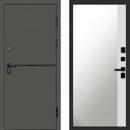 Входная дверь Termo-door Тренд Грин Широкое Зеркало Фацет Белый Софт