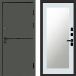 Входная дверь Termo-door Тренд Грин Зеркало Триумф Белый Софт