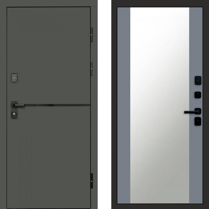 Входная дверь Termo-door Тренд Грин Зеркало Грей Софт