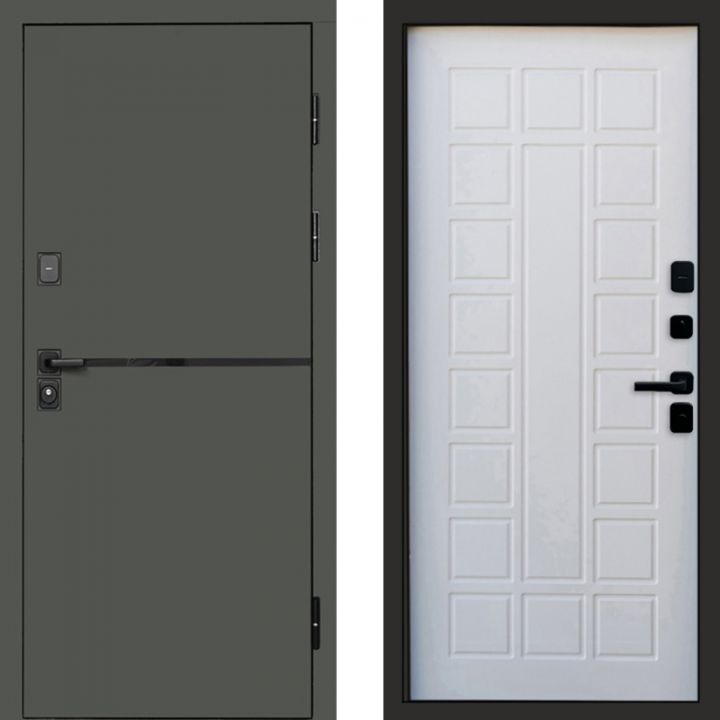 Входная дверь Termo-door Тренд Грин Престиж белое дерево