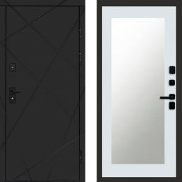 Входная дверь Termo-door Лучи BLACK Зеркало Триумф Белый Софт