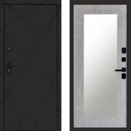 Входная дверь Termo-door Лучи BLACK Блэк Зеркало Триумф бетон светлый