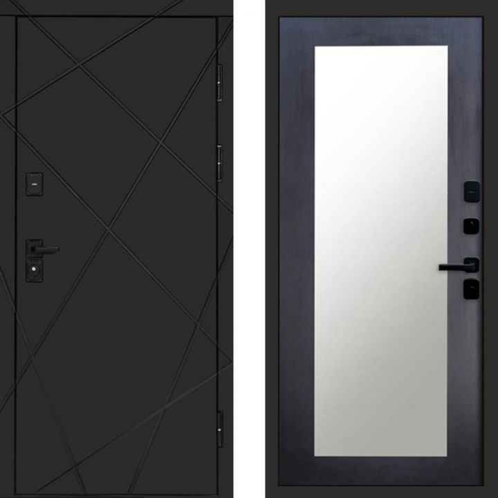Входная дверь Termo-door Лучи BLACK Блэк Зеркало Триумф венге