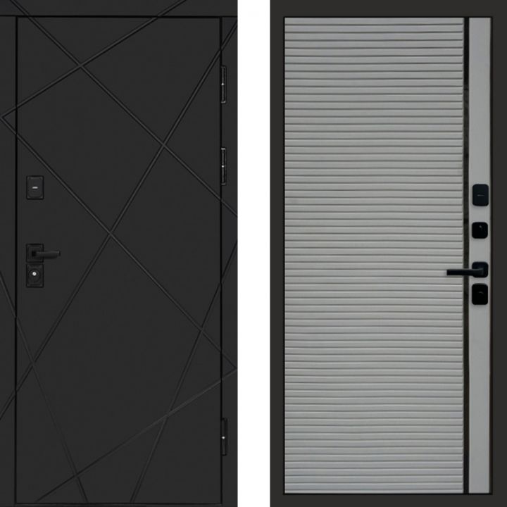 Входная дверь Termo-door Лучи BLACK PORTE Грей Софт