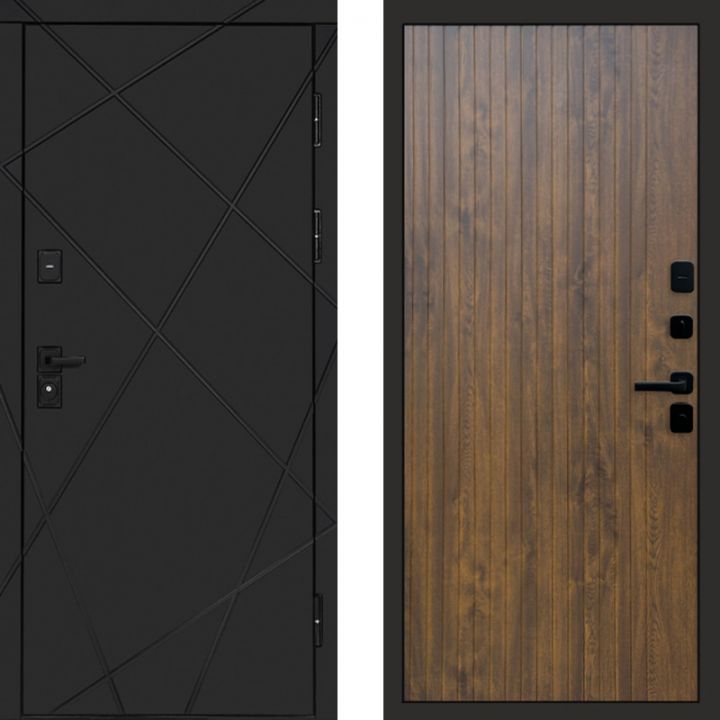 Входная дверь Termo-door Лучи BLACK FLAT Дуб
